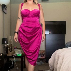 With Love Ruched Satin Midi Dress